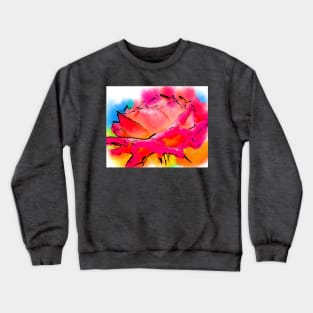 Pink and Orange Rose In Abstract Watercolor Crewneck Sweatshirt